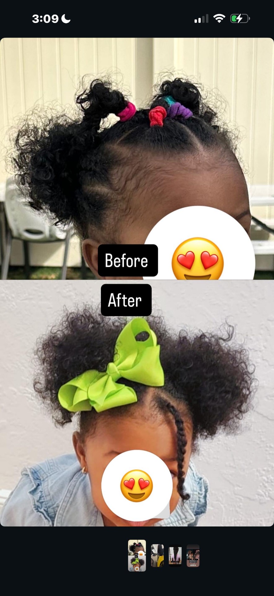 Before & after — curls